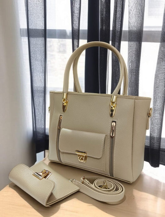 Divine 2 Pcs Double Zipper Hand Bag